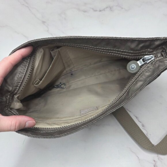 Kipling Angie Metallic Crossbody Bag Shimmer Gray Purse